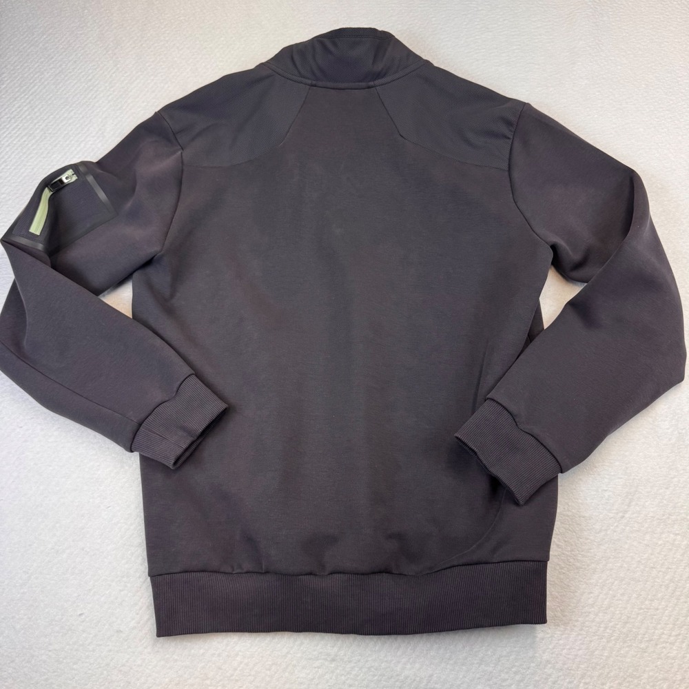 BOSS Men Sweatshirt Quarter Zip Pullover Charcoal Green Logo Athleisure Size L - Picture 8 of 8